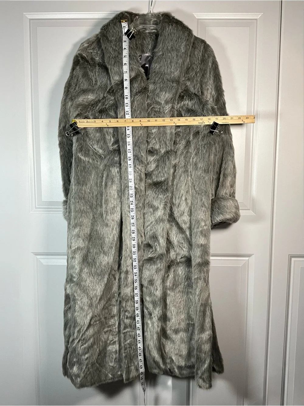 Dennis Basso Boutique A30310 Silver Gray Faux Fur Full Length Coat Size S NWT